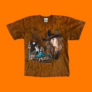 90's vintage western cowgirl tie dye t shirt MEDIUM